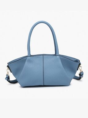 Pebbled Shoulder Tote Bag in Dusty Blue & Pink